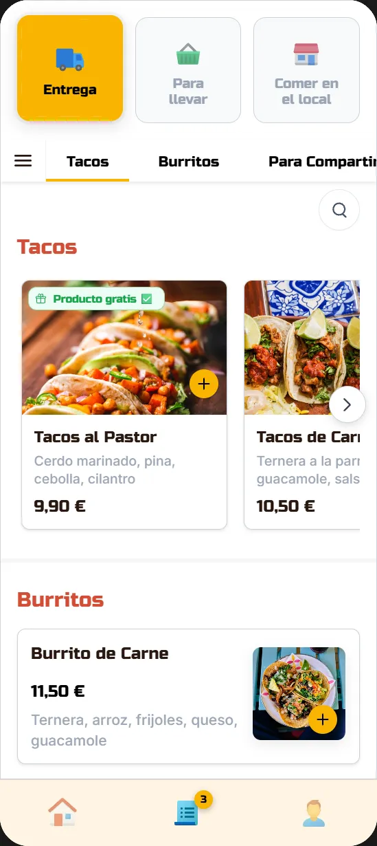 Client mobile app preview: El Toro theme