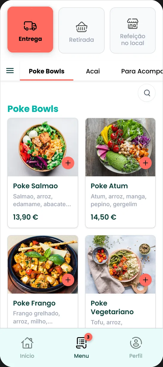 Client mobile app preview: Praia theme