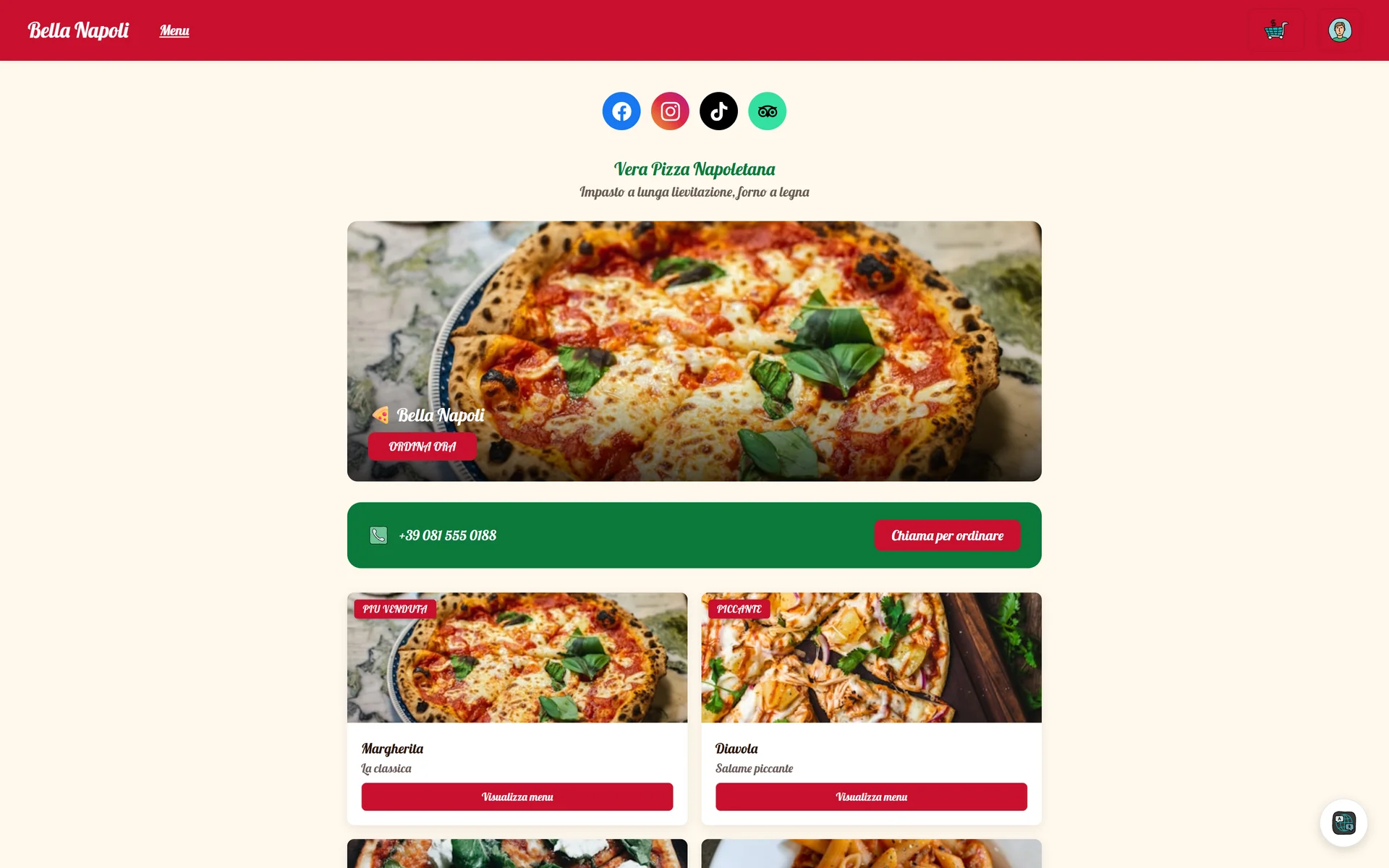 Client website preview: Bella Napoli theme