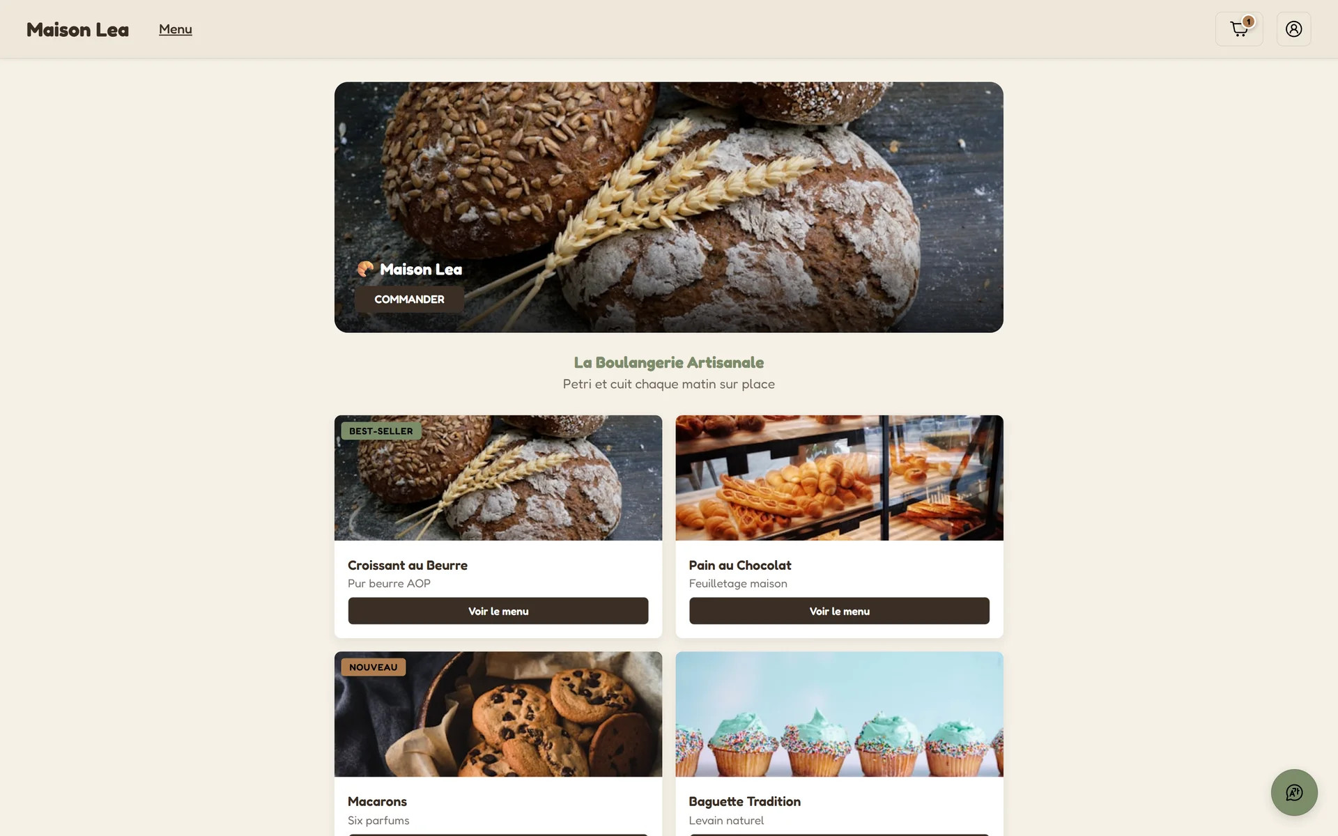 Client website preview: Maison Léa theme