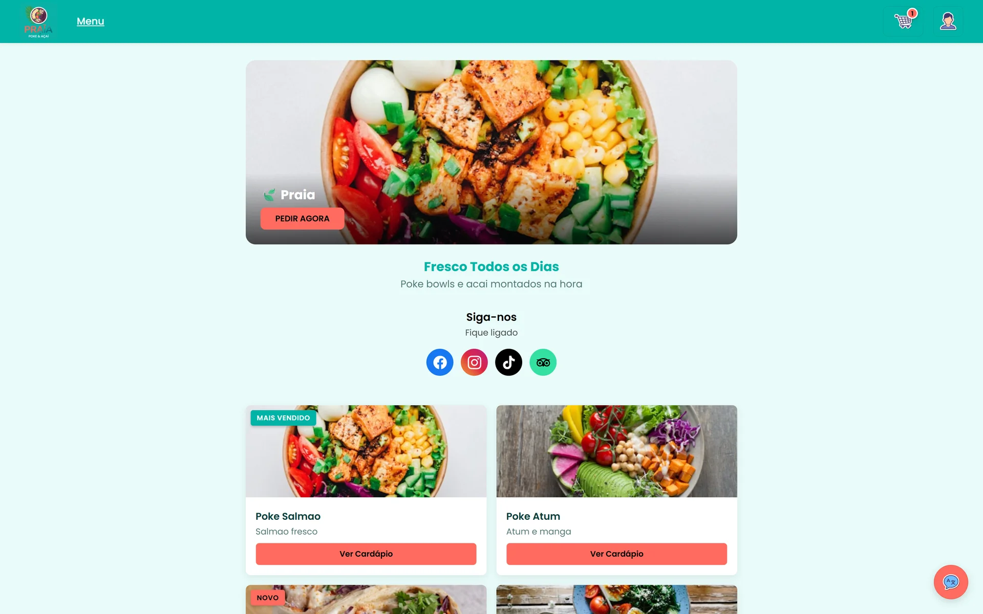 Client website preview: Praia theme